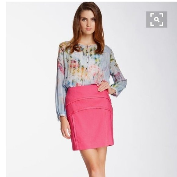 NWT NICOLE MILLER STUDIO Barbie Pink Linen Skirt | SZ 6 - Picture 1 of 13